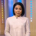Stephanie’s beige mixed media sweater on Good Morning America