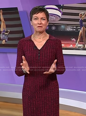 Stephanie’s red space dye knit dress on Today