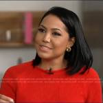 Stephanie’s red knit sweater on Good Morning America