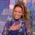 Sunny’s blue floral mesh top and skirt on The View