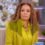 Sunny’s lime velvet mixed media blazer on The View