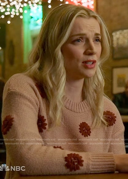 Sylvie’s pink flower embroidered sweater on Chicago Fire