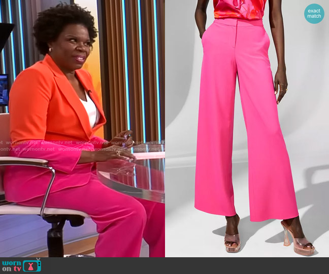 Tahari ASL Wide-Leg Pants in Hot Pink worn by Leslie Jones on CBS Mornings