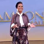 Tamron’s printed blouse and pleated skirt on Tamron Hall Show