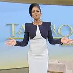 Tamron’s colorblock midi dress on Tamron Hall Show