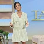 Tamron’s green textured check mini dress on Tamron Hall Show
