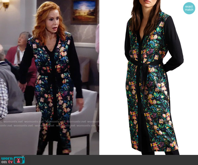 Ted Baker Tilja Longline Woven Front Cardigan worn by Sheila (Swoosie Kurtz) on Call Me Kat