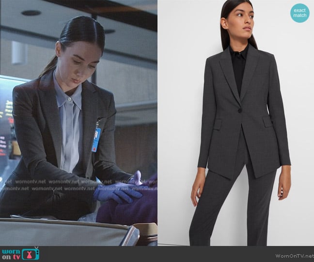 Theory Etiennette Blazer in Good Wool worn by Agent Ross (Lyndon Smith) on National Treasure: Edge of History