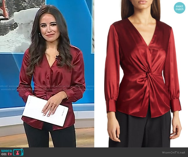 Theory Twist Silk Blouse worn by Kaylee Hartung on Today