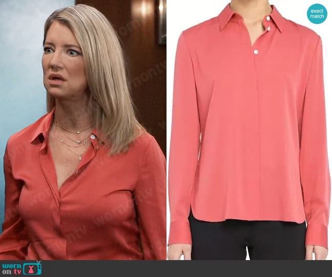 Theory Silk Blouse worn by Nina Reeves (Cynthia Watros) on General Hospital