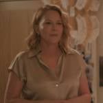 Tina’s champagne blouse and leather skirt on The L Word Generation Q