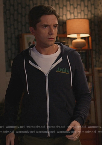 Tom’s blue golden gate park hoodie on Home Economics