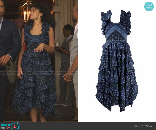 Ulla Johnson Sleeveless Ruffled Dress worn by Zoya Lott (Whitney Peak) on Gossip Girl