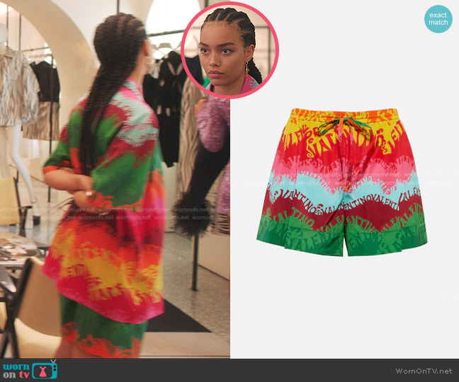 Valentino Printed Silk and Cotton Shorts worn by Zoya Lott (Whitney Peak) on Gossip Girl
