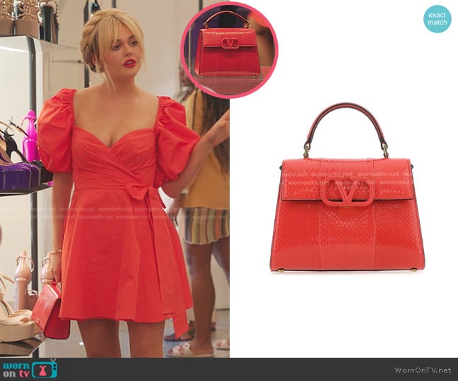 Valentino VLogo Plaque Tote Bag worn by Audrey Hope (Emily Alyn Lind) on Gossip Girl