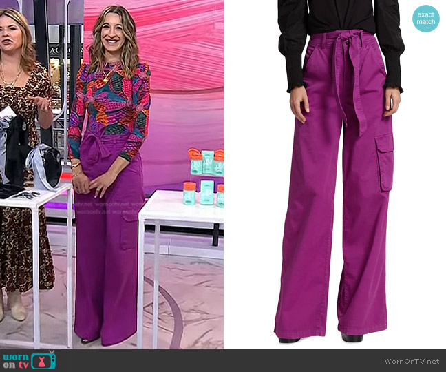 Veronica Beard Belisa Tie-Waist Wide-Leg Cargo Pants worn by Andrea Lavinthal on Today