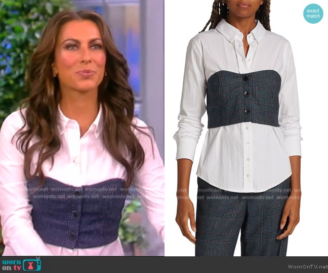 Veronica Beard Callen Mixed Media Top worn by Alyssa Farah Griffin on The View