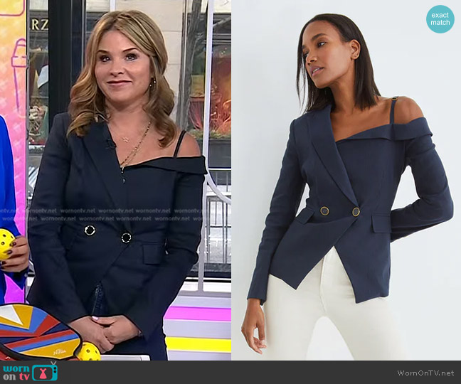 Veronica Beard Mazur One-Shoulder Jacket worn by Jenna Bush Hager on Today