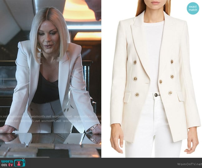 Veronica Beard Matteo Double Breasted Dickey Jacket worn by Billie Pearce (Catherine Zeta-Jones) on National Treasure: Edge of History