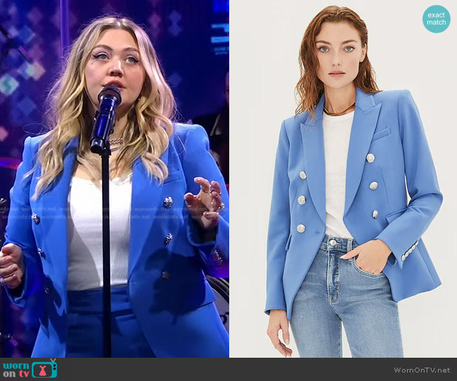 Veronica Beard Miller Dickey Jacket in Bluebell worn by Elle King on Good Morning America