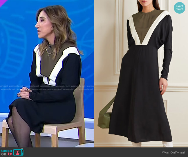 Victoria Beckham Colorblock Long Sleeve Cady Midi Dress worn by Dr. Elisa Hallerman on Today