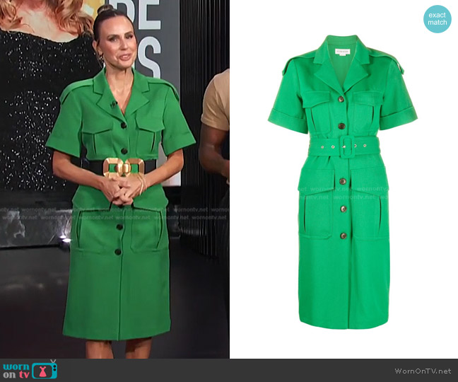 Victoria Beckham Belted Short-Sleeve Midi Dress worn by Keltie Knight on E! News