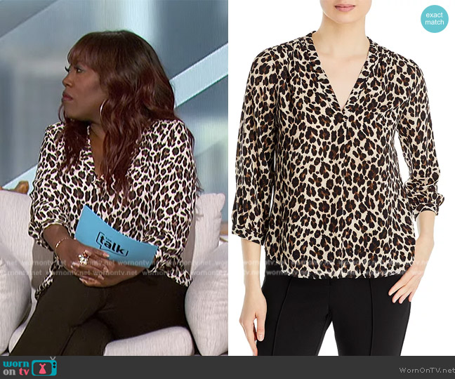 Vince Camuto Leopard V-Neck Top worn by Sheryl Underwood on The Talk