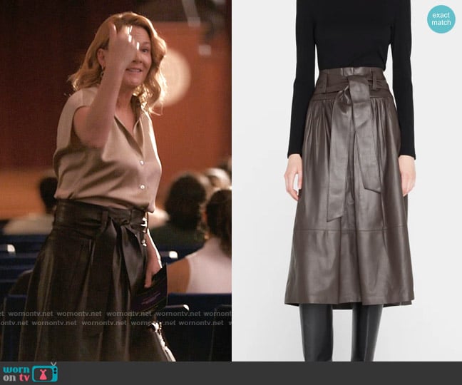 Vince Belted Leather Skirt worn by Tina Kennard (Laurel Holloman) on The L Word Generation Q