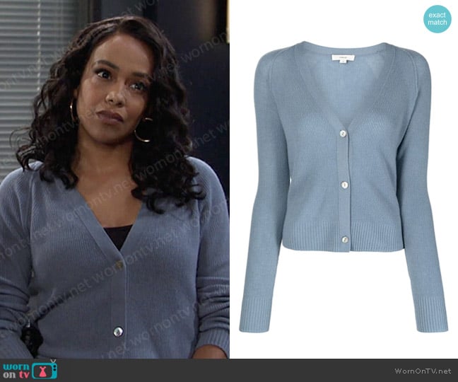 Vince Cashmere Ribbed Raglan Cardigan worn by Jada Hunter (Elia Cantu) on Days of our Lives