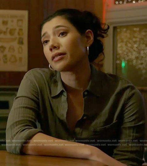 Violet’s olive green button down shirt on Chicago Fire
