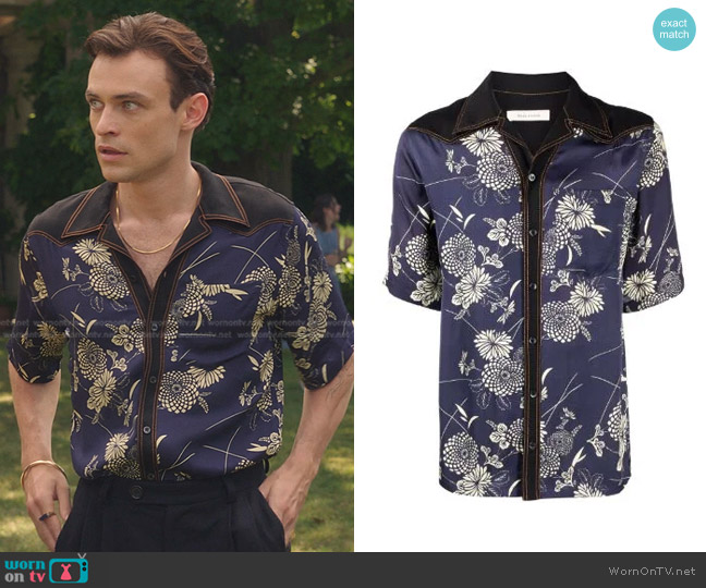 Wales Bonner Floral-Print Shirt worn by Maximus Wolfe (Thomas Doherty) on Gossip Girl