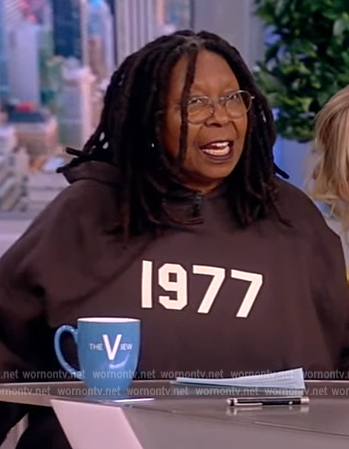 Whoopi’s black 1977 hoodie on The View