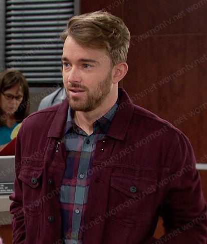 Will’s wine red denim jacket on Days of our Lives