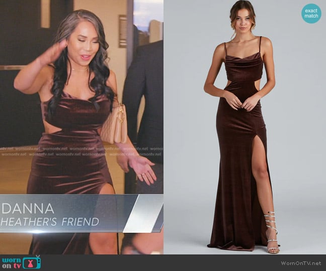 Windsor Lara Glitter Velvet Mermaid Dress worn by Danna Bui-Negrete on The Real Housewives of Salt Lake City