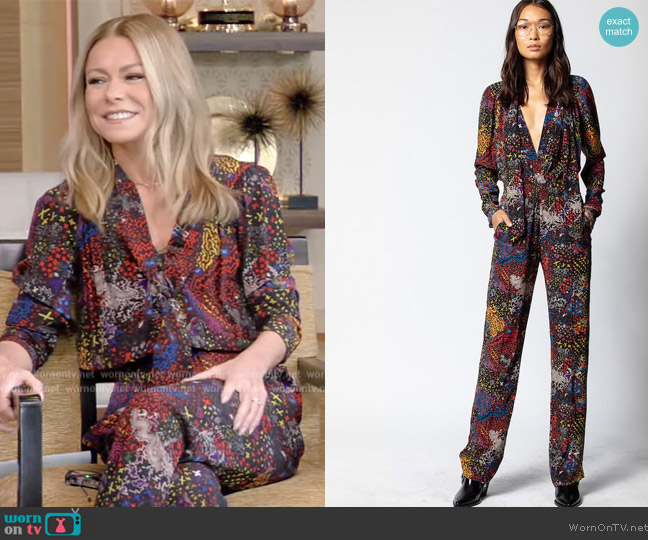 Zadig and Voltaire Captain Print Jumpsuit worn by Kelly Ripa on Live with Kelly and Mark
