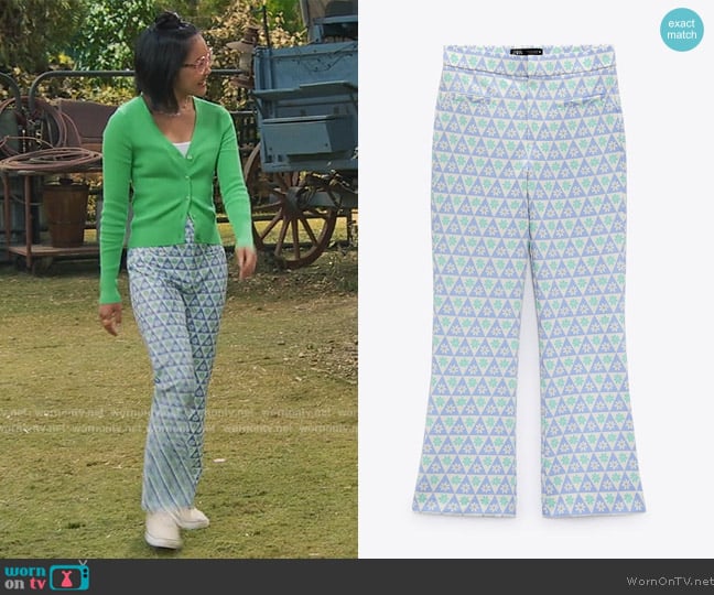 Zara Printed Mini Flare Trousers