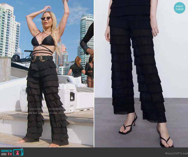 Zara Ruffled Pants worn by Alexia Echevarria (Alexia Echevarria) on The Real Housewives of Miami