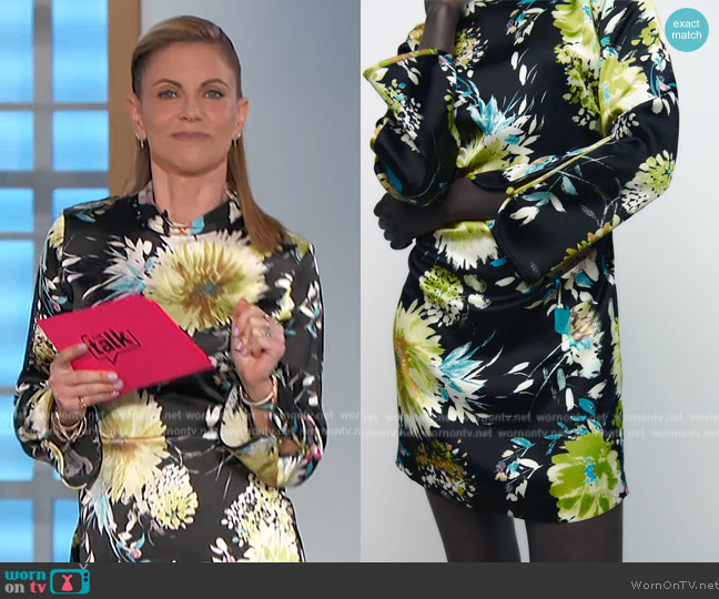 Zara Gathered Printed Dress worn by Natalie Morales on The Talk