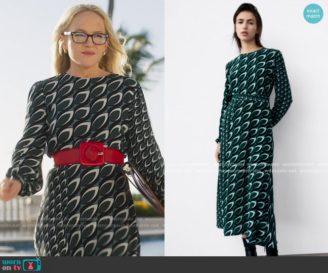 Zara Long Printed Dress worn by Tara Bendetti (Rachael Harris) on Fantasy Island