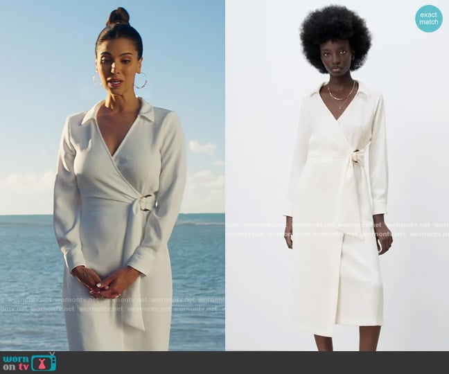 Zara Midi Dress with Buckle worn by Elena Roarke (Roselyn Sanchez) on Fantasy Island