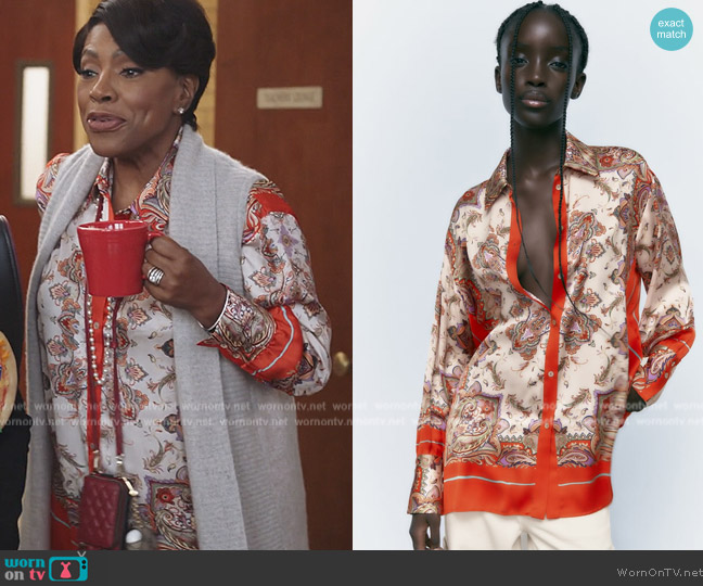 Zara Printed Shirt worn by Barbara Howard (Sheryl Lee Ralph) on Abbott Elementary