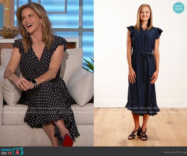 Zimmermann Sleeveless Midi Dress in Polka Dot worn by Natalie Morales on The Talk