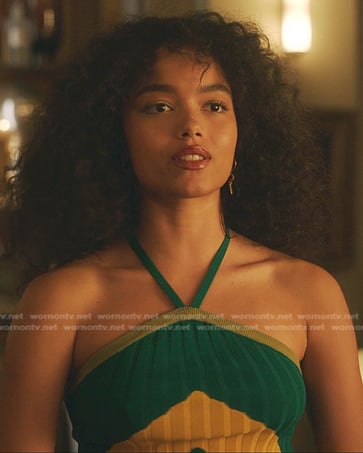 Zoya’s green and yellow knit halter top on Gossip Girl