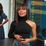 Zuri’s black turtleneck one sleeve top on Access Hollywood