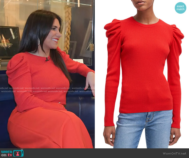 7 For All Mankind Long Sleeve Puff Crew Neck worn by Joelle Garguilo on Today