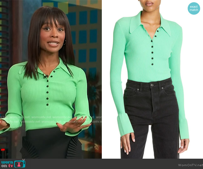 A.L.C. Eleanor Rib Knit Sweater worn by Zuri Hall on Access Hollywood