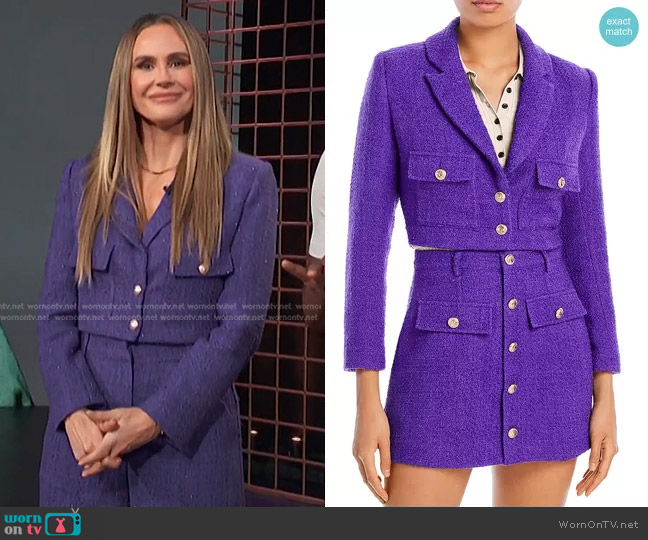 AQUA x Maeve Reilly Tweed Cropped Jacket worn by Keltie Knight on E! News