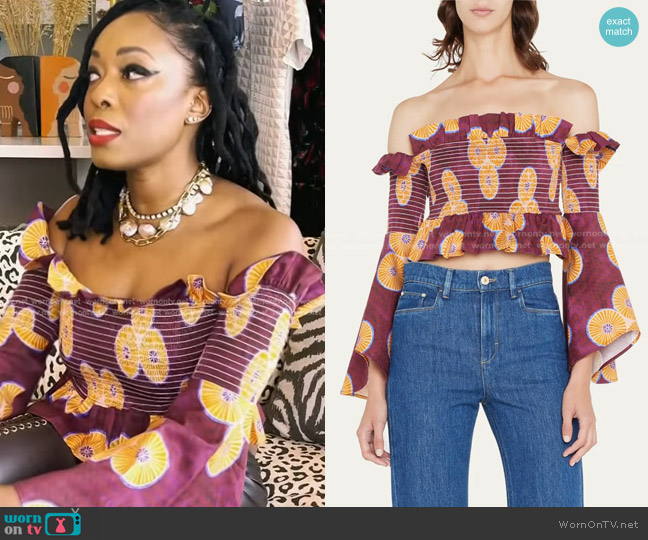 Autumn Adeigbo Isabella Off-The-Shoulder Cropped Blouse worn by Autumn Adeigbo on Today