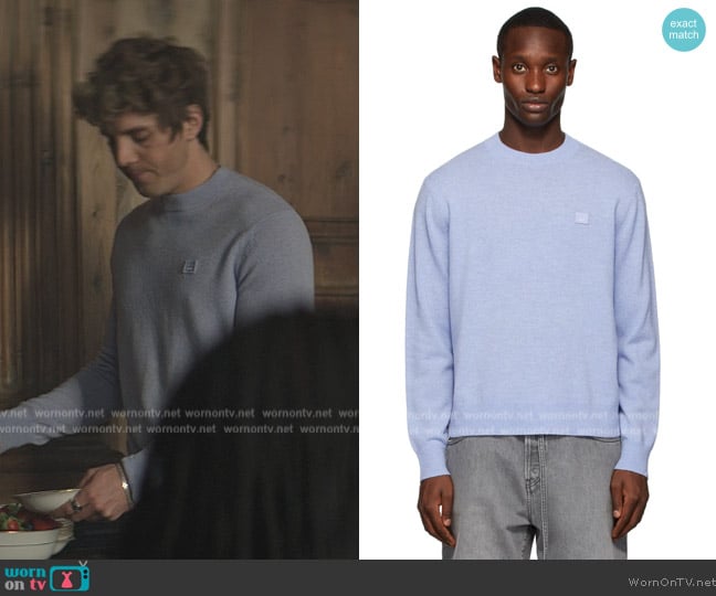 Acne Studios Blue Patch Sweater worn by Adam Pratt (Lukas Gage) on You