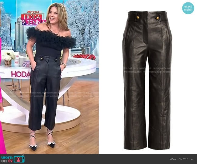 Veronica Beard Agee Wide-Leg Leather Pants worn by Jenna Bush Hager on Today